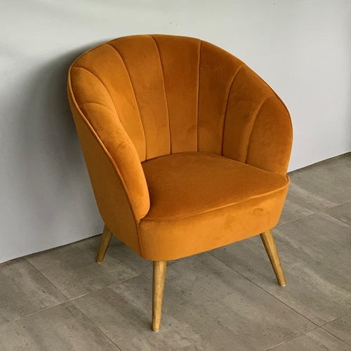 Claude Velvet Casual Armchair - Tan