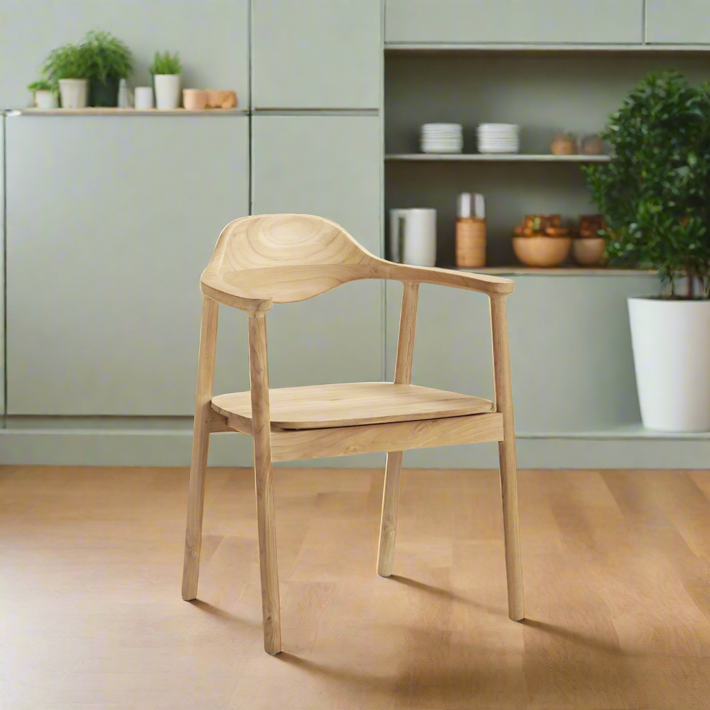 Amore Teak Dining Chair with Arms - Natural