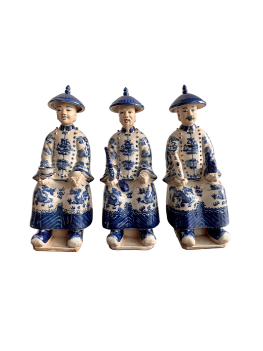 Figurines B&W Sitting Down Set of 3