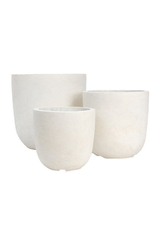 Fibre Clay Pot Cream - Set of 3