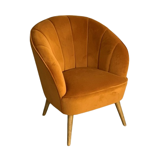 Claude Velvet Casual Armchair - Tan