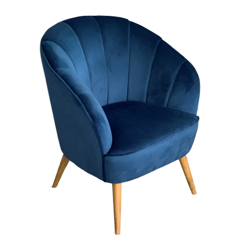 Claude Velvet Casual Armchair - Navy
