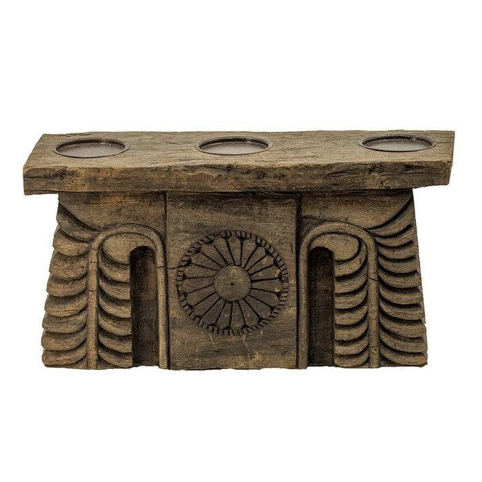 Carved 3 Pillar Candle Holder